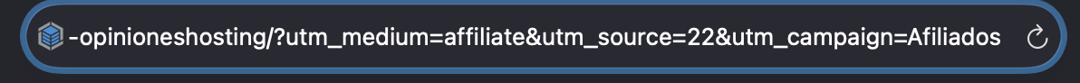 URL con parámetros de afiliado utm_medium=affiliate&utm_source=22&utm_campaign=Afiliados visible al hacer clic en los logos de hosting en opiniones.hosting